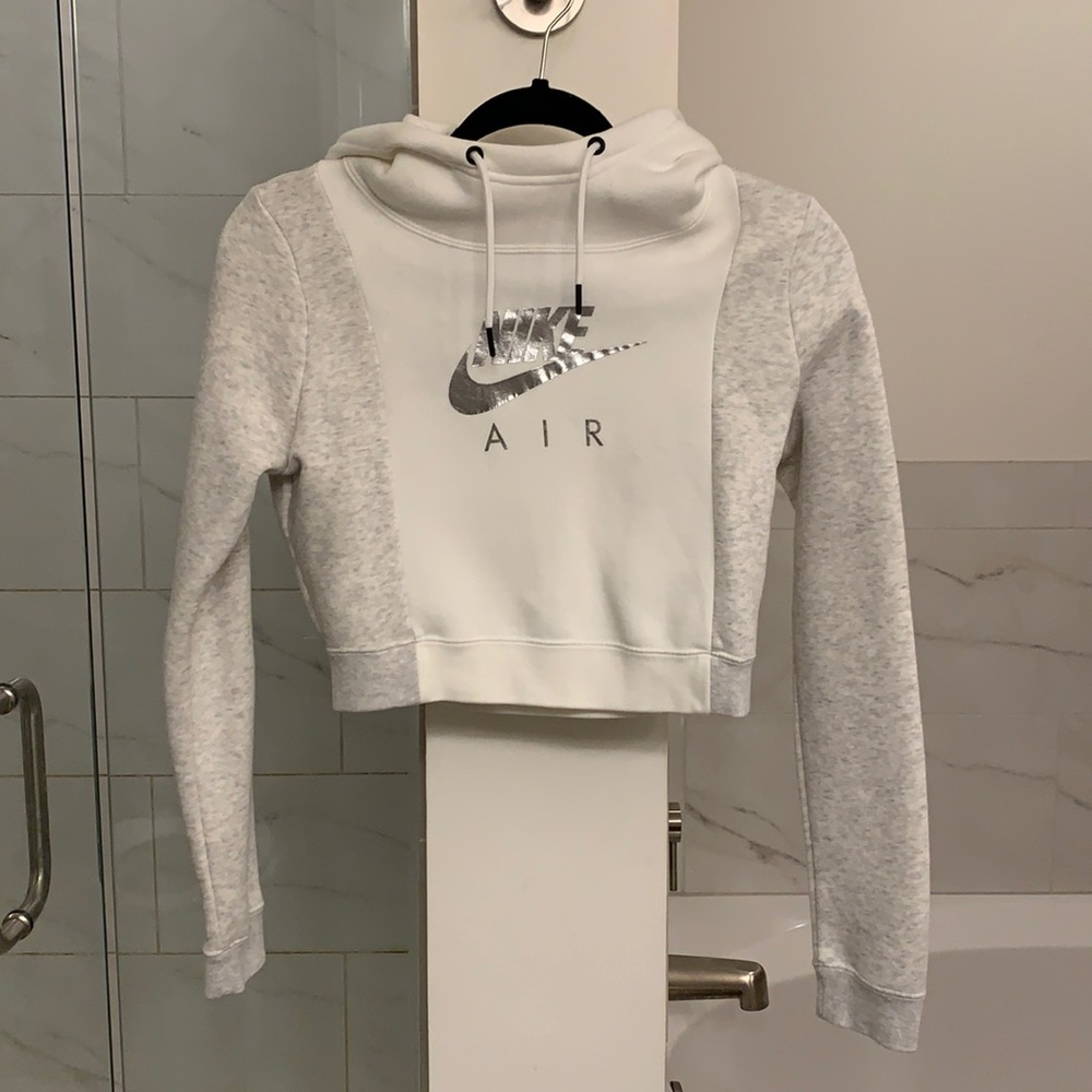White & Gray Nike Air Cropped Hoodie In Size (XS)!